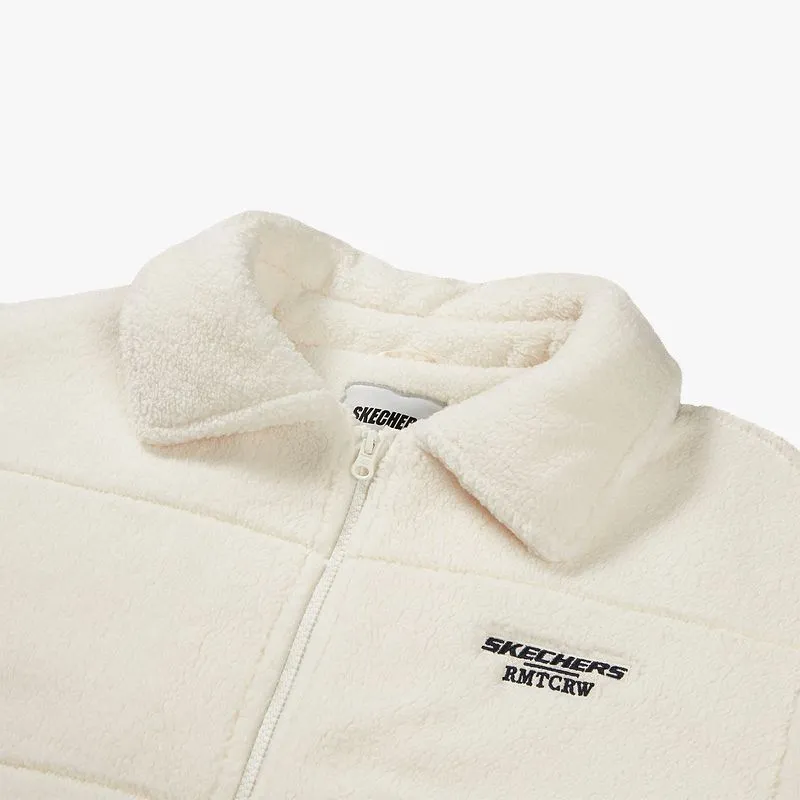 Skechers x Romantic Crown Velvet feel Coat Women's Cream Beige White-2