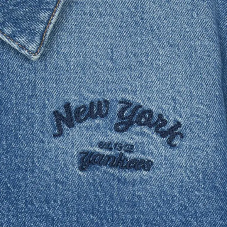MLB Varsity New York Yankees Denim Jacket Women's Blue-2