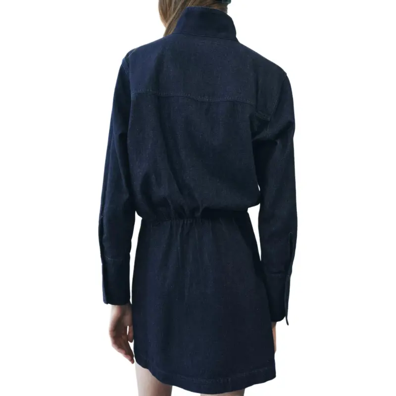 ZARA ZW Series Long Sleeved Dress Women's Blue-4
