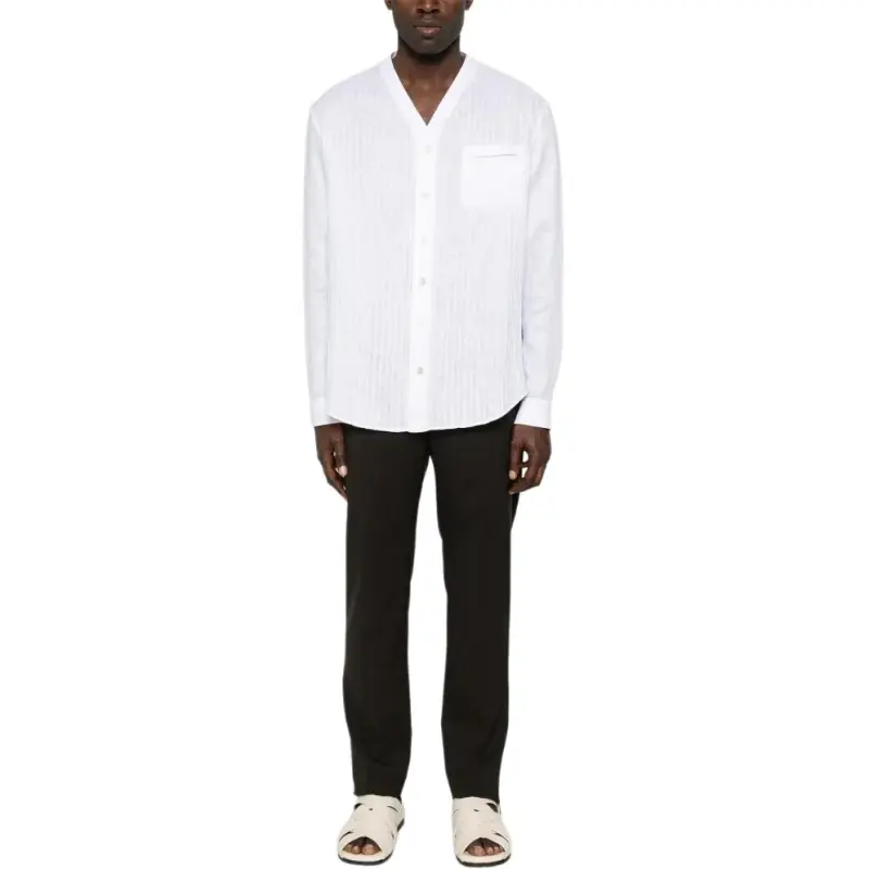 GIORGIO ARMANI Regular fit Linen Shirt With Front Ribs-1