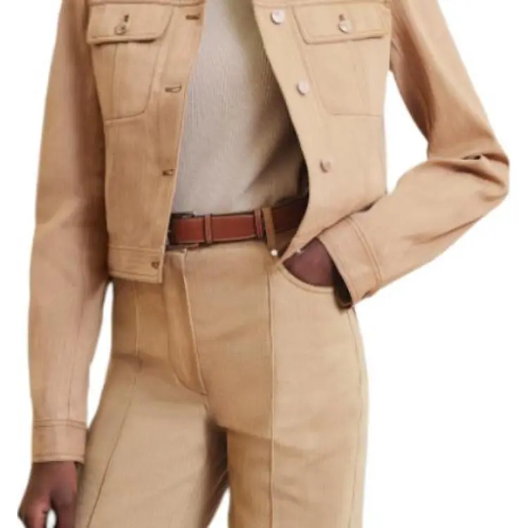 HERMES FW24 Denim Jacket Women's Beige-3