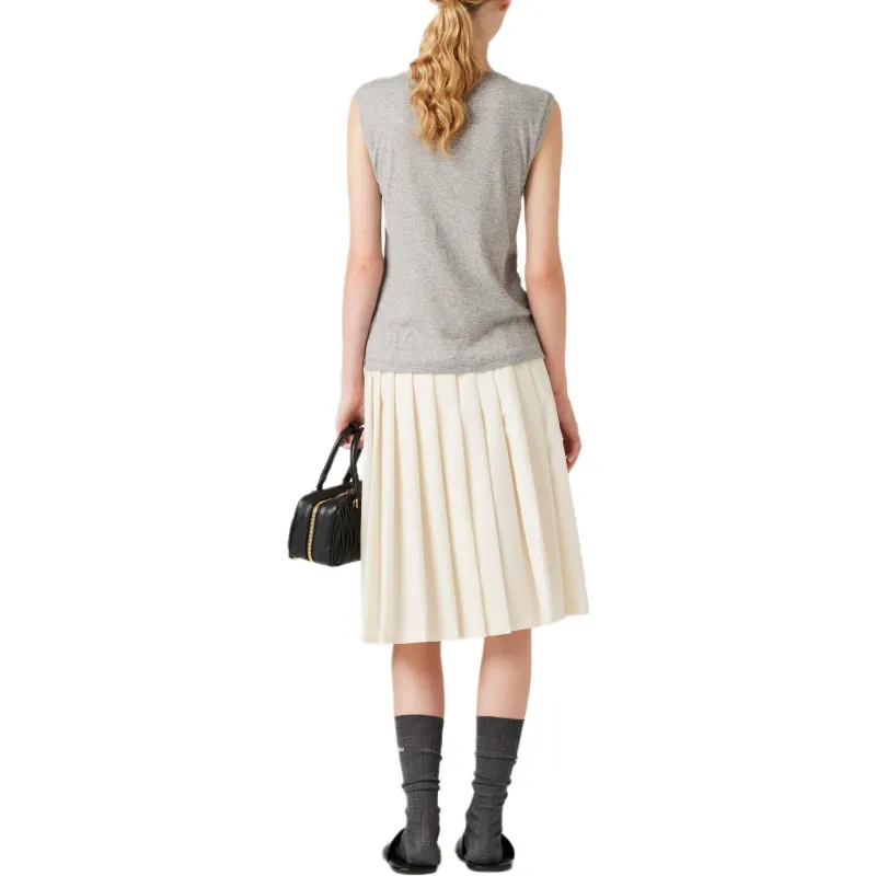 MIU MIU Logo Patch V Neck Tank Top-3