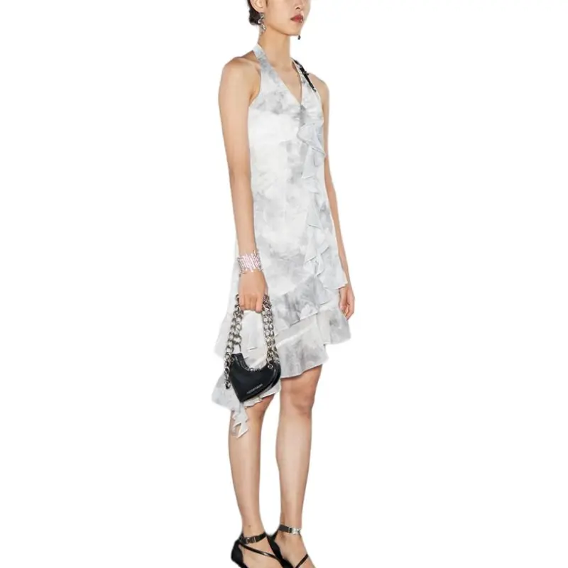 GIMING Slip Dress Women's Black And White Floral-3