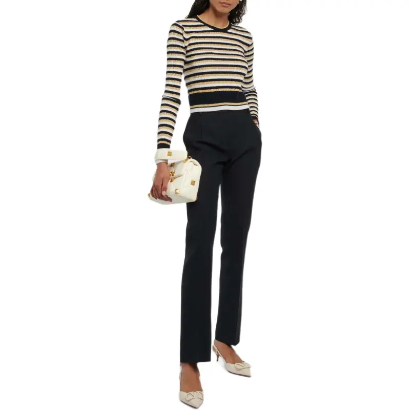 Valentino Striped Long-Sleeved Cropped Jumper-2