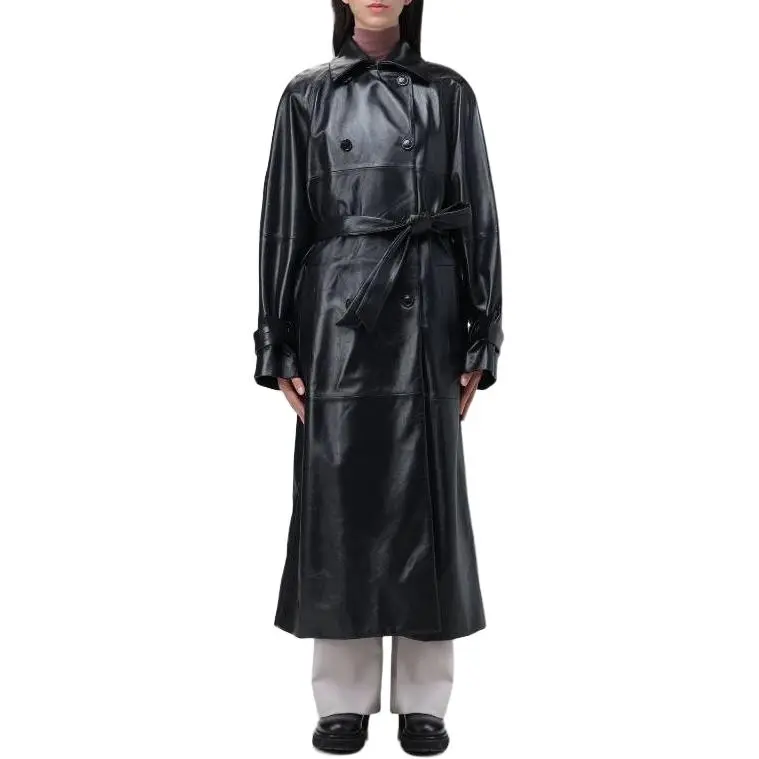 MaxMara Leather Loose Trench Coat-2