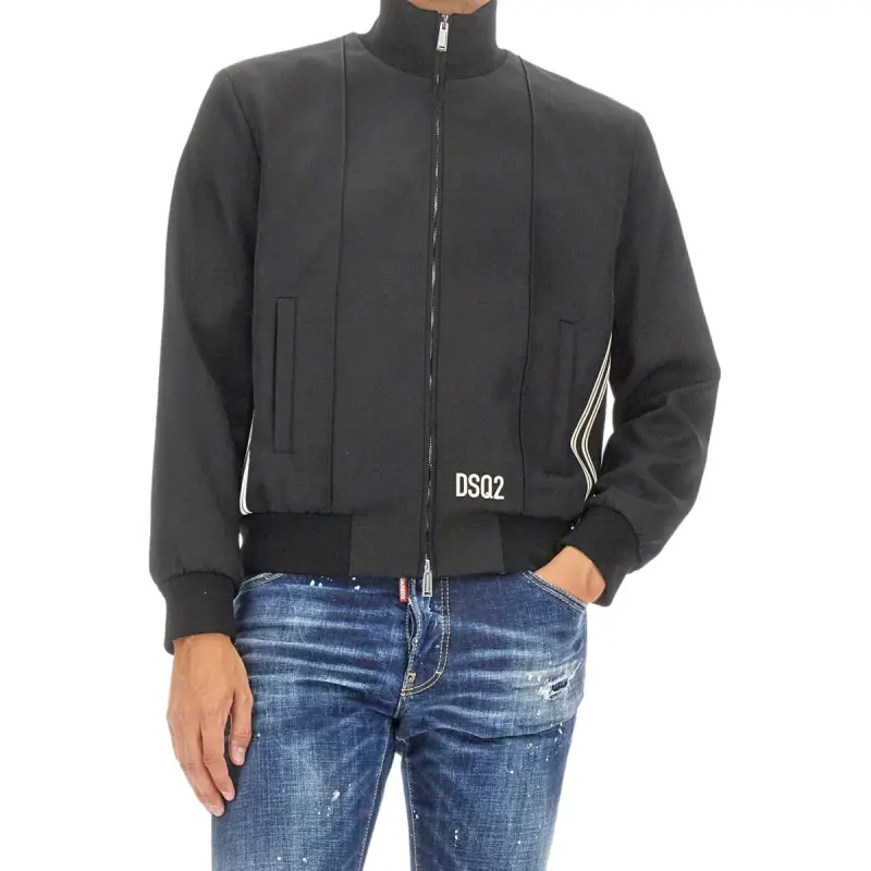 DSQUARED 2 Logo Embroidered Zip Up Bomber Jacket-4