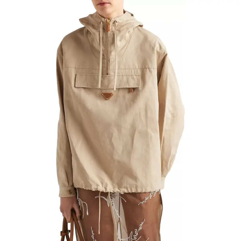 PRADA Triangle logo Cotton Windbreaker-2