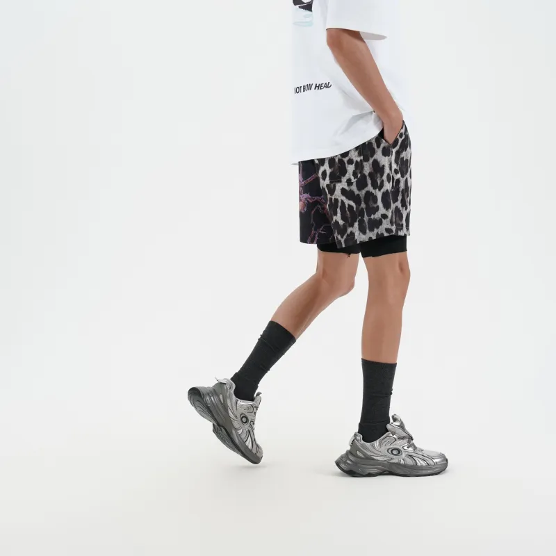 DNBH Dual Tone Collection Leopard Print Collection Casual Shorts Unisex-3