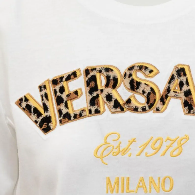 VERSACE Logo-Embroidered Crewneck T-Shirt-4