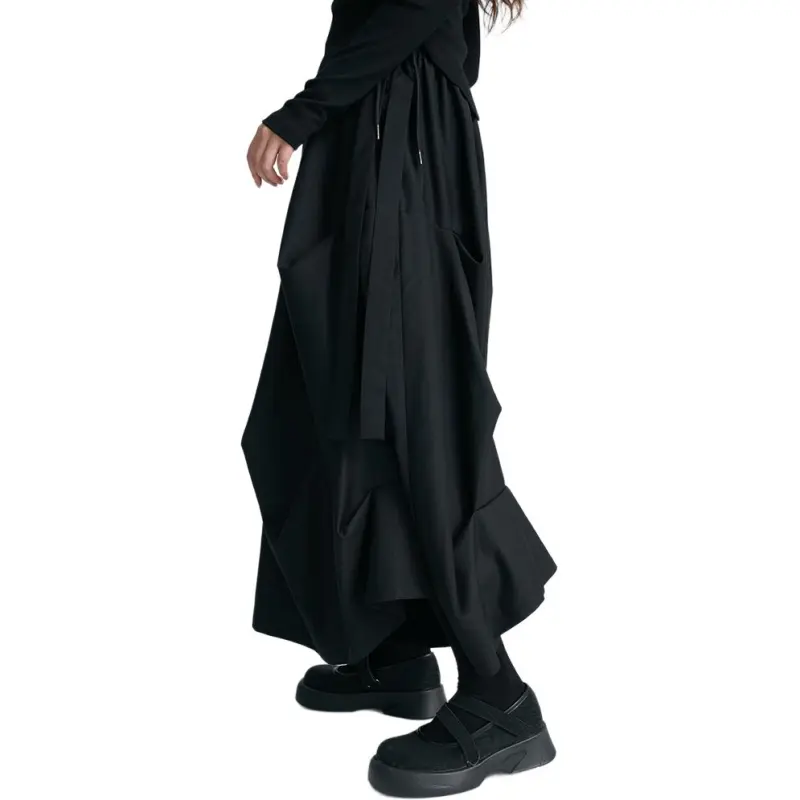 LUYUSHANYU Skirt Pants Unisex Black-2