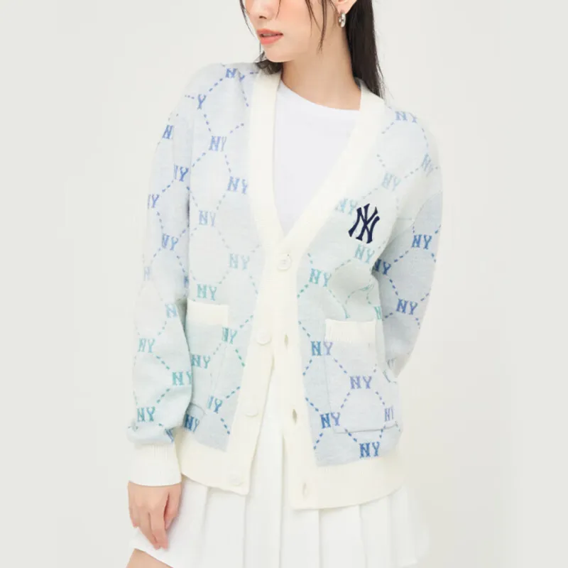 MLB New York Yankees Gradation Dia Monogram Knitwear Unisex Cream-4