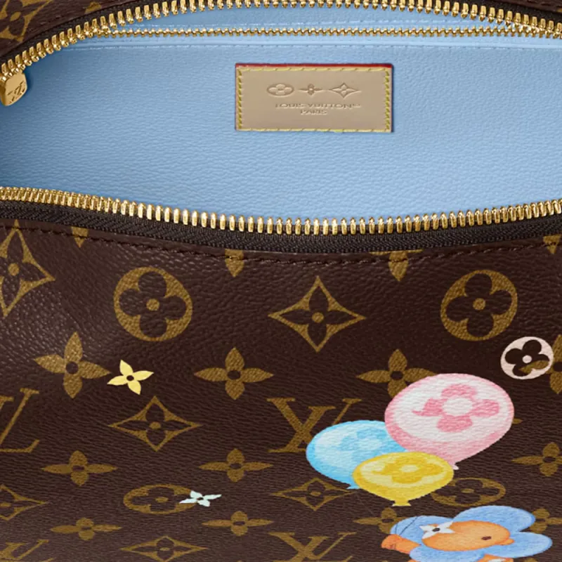 LOUIS VUITTON Coated Canvas Makeup Bag Women's Brown-4