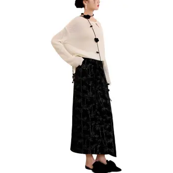 3COLOUR Casual Long Skirt Women's Classic Black