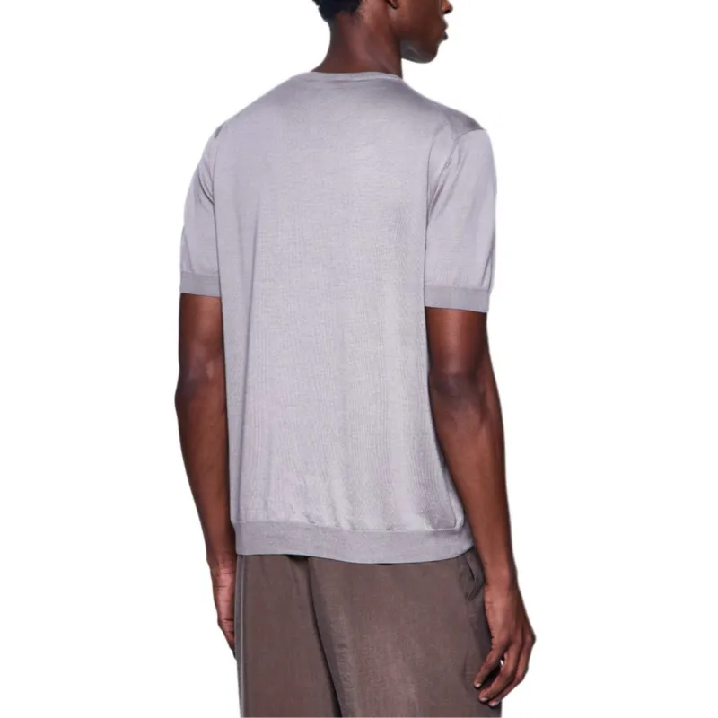 GIORGIO ARMANI Short sleeved Crew neck Jumper In Silk And Cotton-2