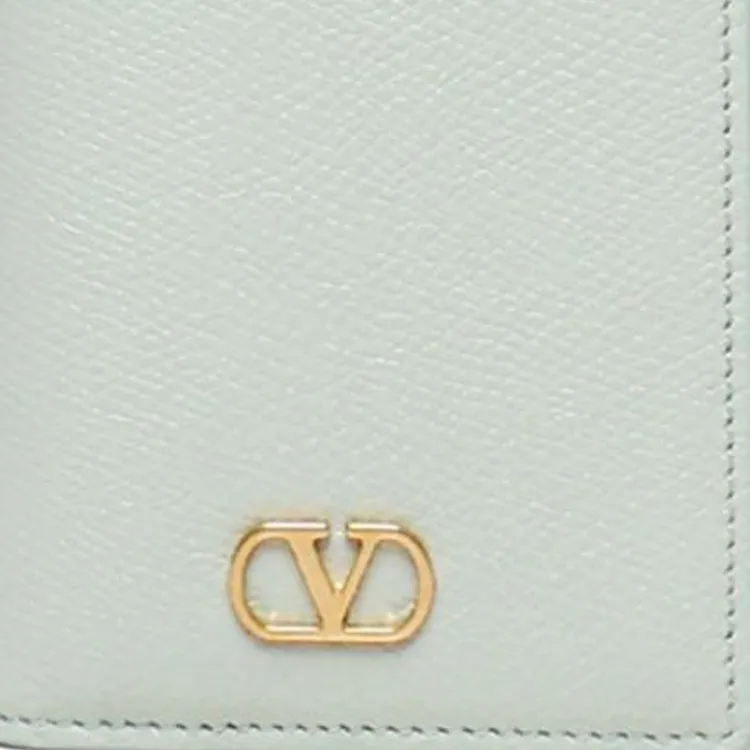 Valentino VLogo Signature Calfskin Card Holder Women's Sky Gray-4