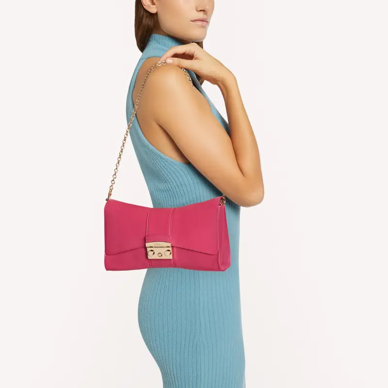 Furla Smooth Calf Leather Crossbody Bag Shoulder Bag Women's Pink-4