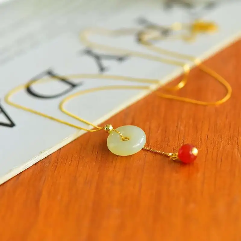 Grace Hetian Jade Necklaces Pale Greenish White Jade Unisex-3