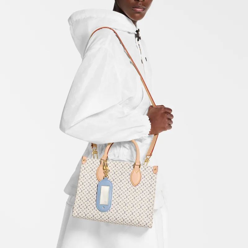 LOUIS VUITTON ONTHEGO Calfskin Tote Bag, Shopping Bag, Handbag Trumpets Women's Sky Blue-5