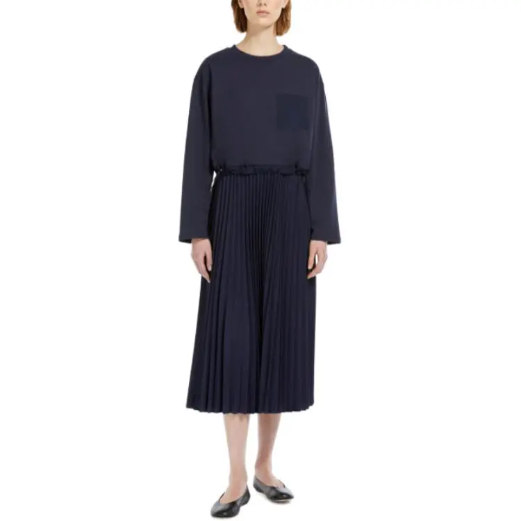 WEEKEND MaxMara Scatola Pleated Crewneck Dress-2