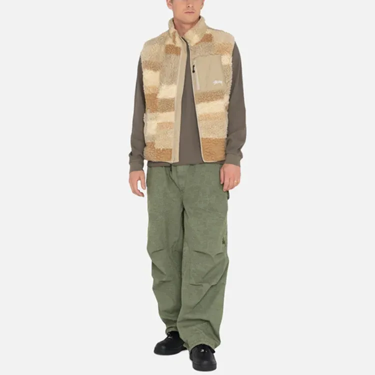 Stussy Colorblock Reversible Mixed Sherpa Vest-4