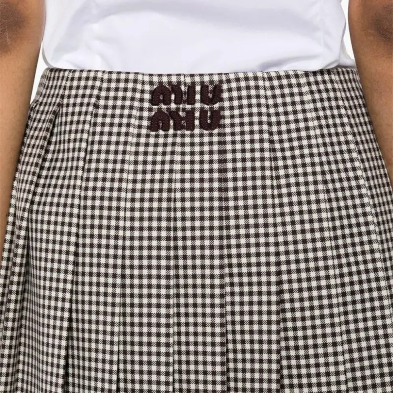 MIU MIU Plaid Pleated Mini Skirt-5