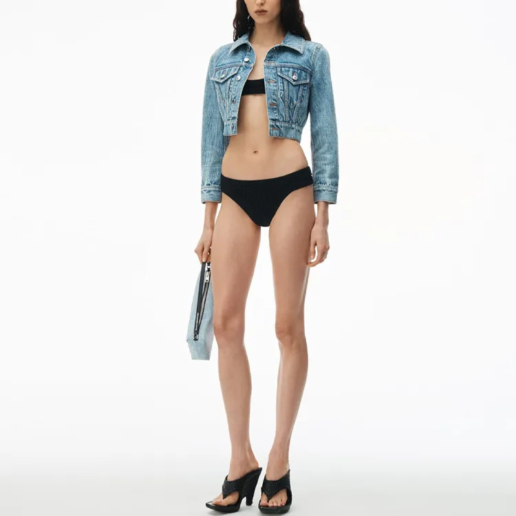 Alexander Wang Button Up Cropped Denim Jacket-1