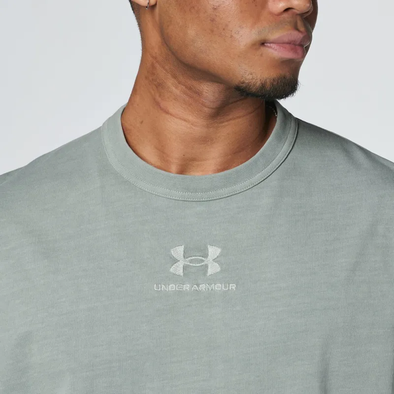 Under Armour Drop Shoulder Sleeve T-Shirt Men's Gray Green-5