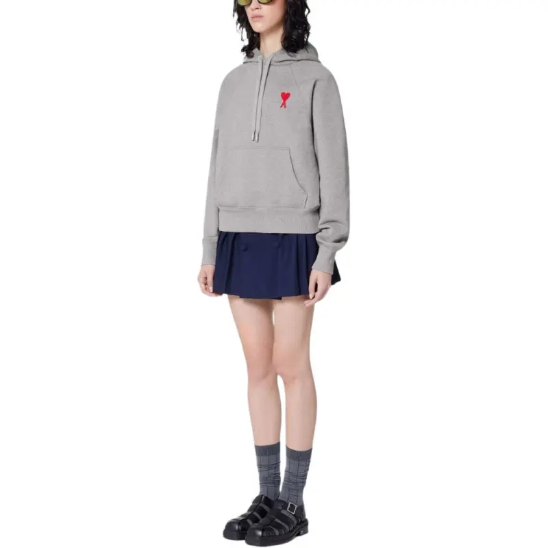 Ami Paris Ami De Coeur Heavy Fleece Small S Heart Popover Boxy Fit Hoodie-4
