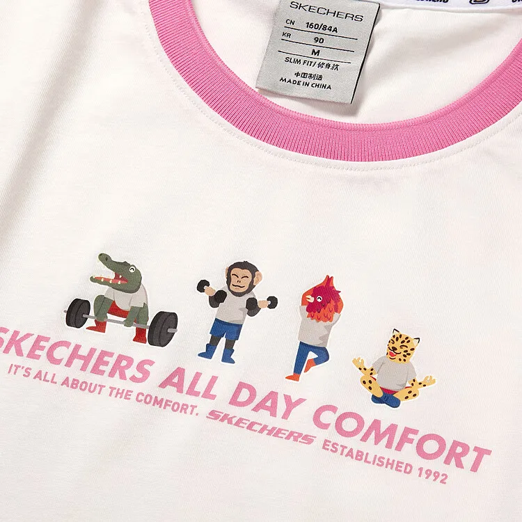 Skechers Funny Monster T Shirt Women's Marshmallow White-3