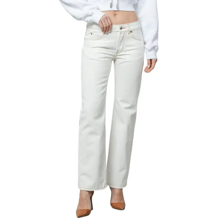 OFF WHITE Contrast stitching Straight leg Jeans-4