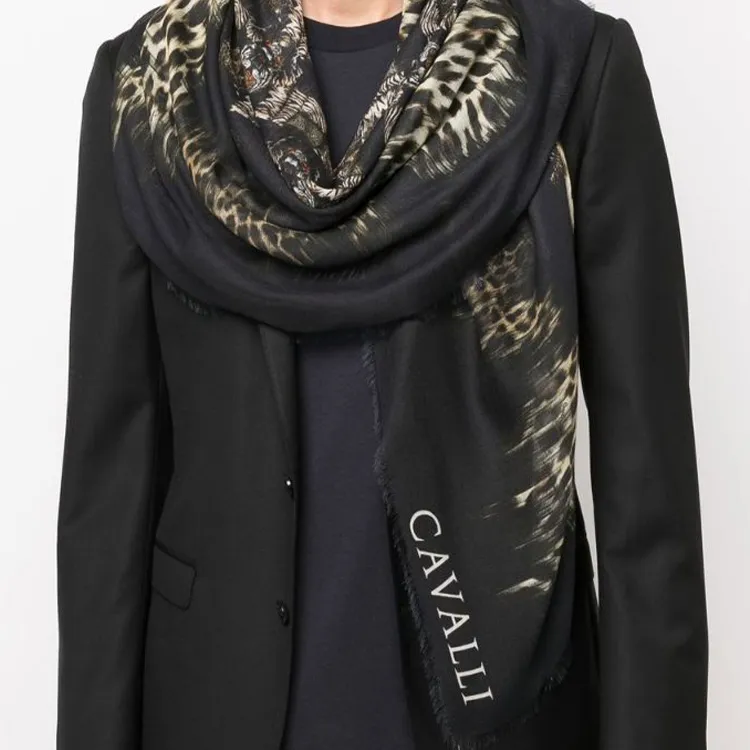 Roberto Cavalli Modal Knit Scarves Women's Black-2