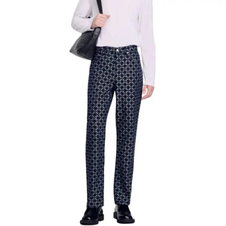 Sandro Square Cross Pattern Jeans-1