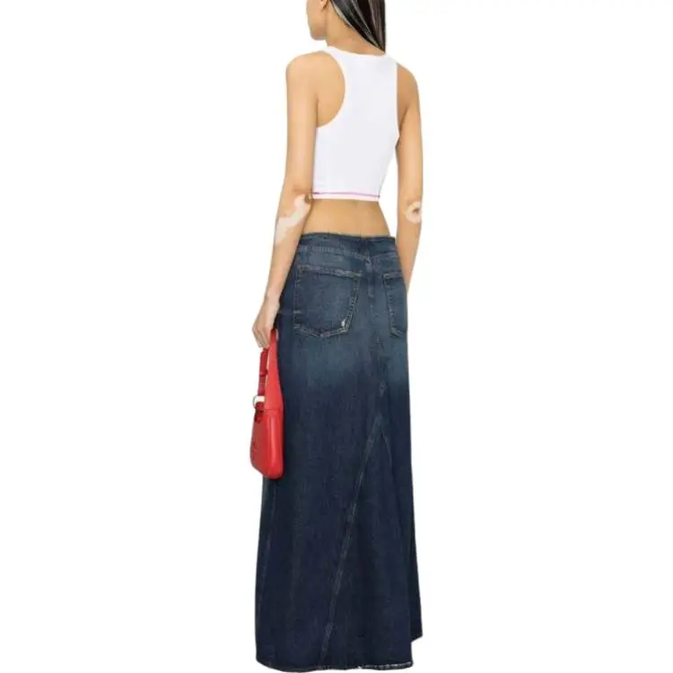 DIESEL Denim Long Skirts Women's Blue-3