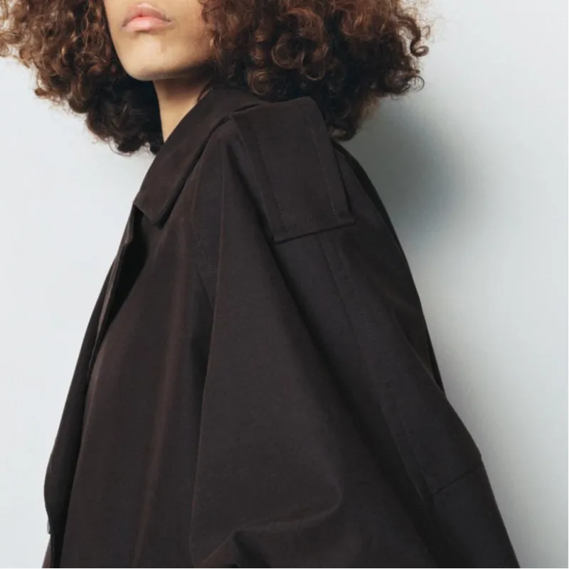 ZARA ZW Series Trench Coat Women's Chocolate-4