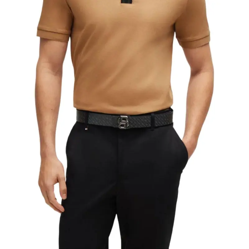 HUGO BOSS Mercerised Cotton Slim Fit Polo Shirt With Contrast Stripes Polo Shirt Men's Light Umber-4