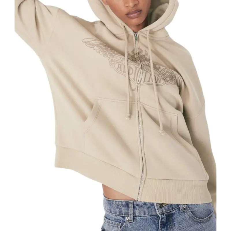 H&M Sweatshirt Women's Light Beige/Jane's Addiction-3