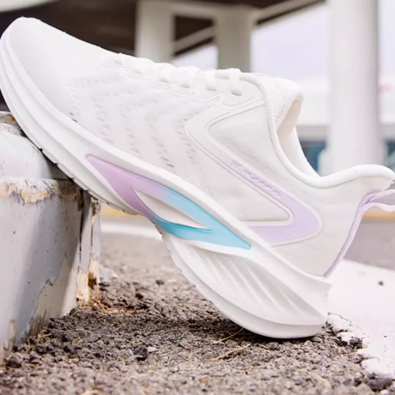 361° Cushioning Lightweight Low Top Running Shoes Women's White Purple-5