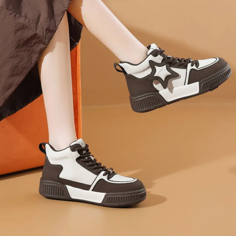JOSINY Anti-Slip Wear-Resistant Mid-Top Skateboard Shoes 4.5cm Women's-5