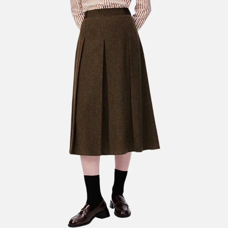 HAZZYS Casual Long Skirt Women's Brown Green-1