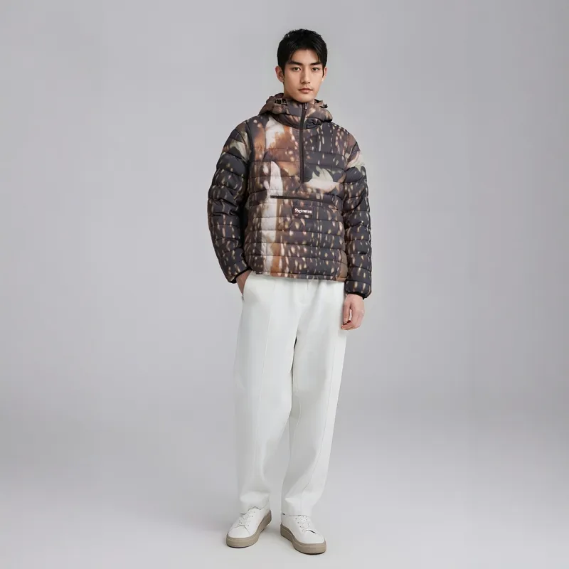 Supreme Micro Down Half Zip Hooded Pullover Deer Brown XL - POIZON