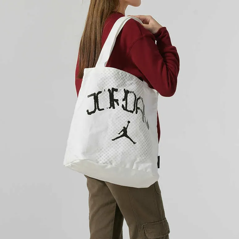Jordan Cotton Tote Bag Shopping Bag Handbag Shoulder Bag Unisex White-4