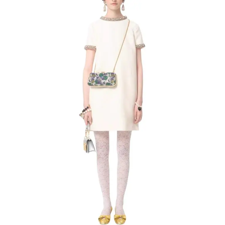 Valentino Crepe Couture Embroidered Mini Dress-1