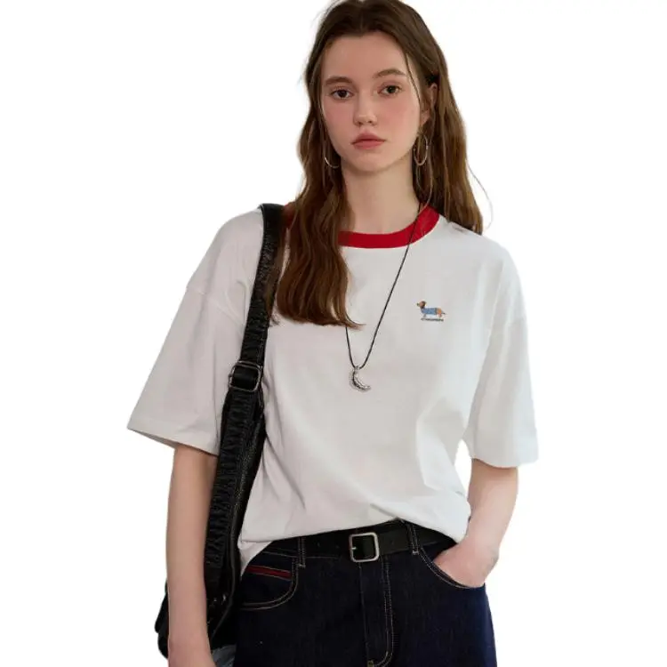  CHOCOOLATE Drop Shoulder Sleeve T Shirt Women's White-1