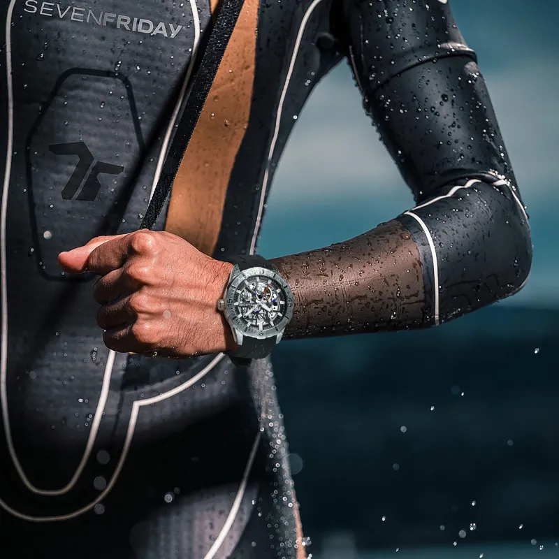 RARONE Gemini Dive Watch Automatic Mechanical Movement Silicone Strap Watch Men's Watches Cut Out Dial-10
