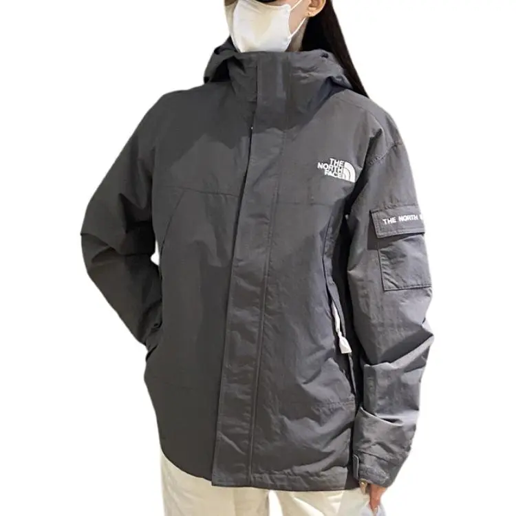 THE NORTH FACE Water Resistant Windproof Breathable Windbreaker Jacket Unisex Charcoal Gray-1