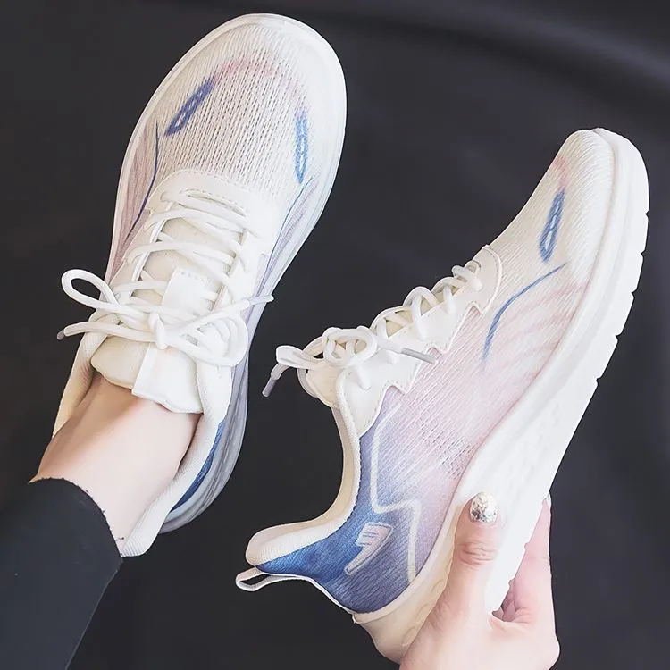 Warrior Breathable And Slip Resistant Low Top Casual Shoes Women's White Pink Blue-7