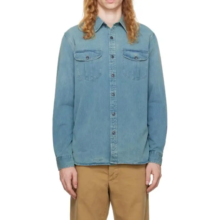 Ralph Lauren Indigo Herringbone Twill Workshirt Shirt Men's Blue-2
