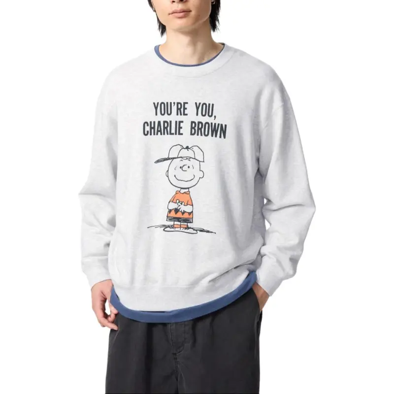 UNIQLO PEANUTS Collaboration Sweatshirt Unisex Gray-3