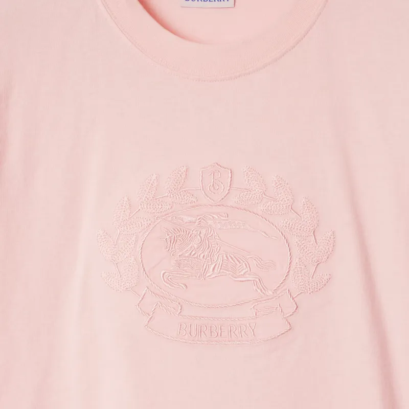 Burberry Logo Embroidered Cotton T shirt-5