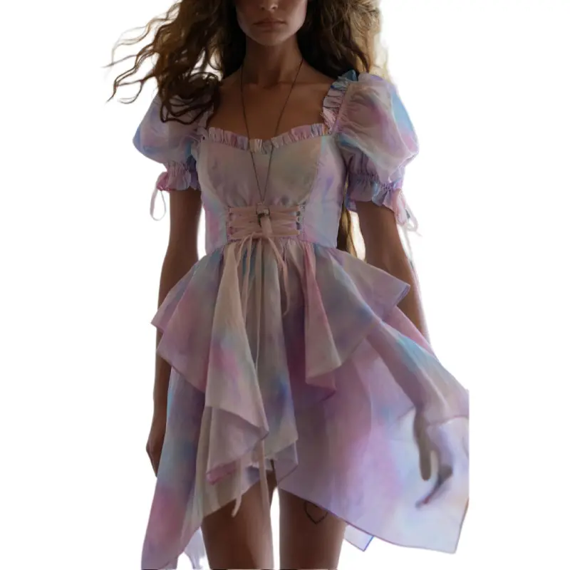 Selkie Collection SS24 Short Sleeved Dresses Women's Tie Dye Rainbow Print-4